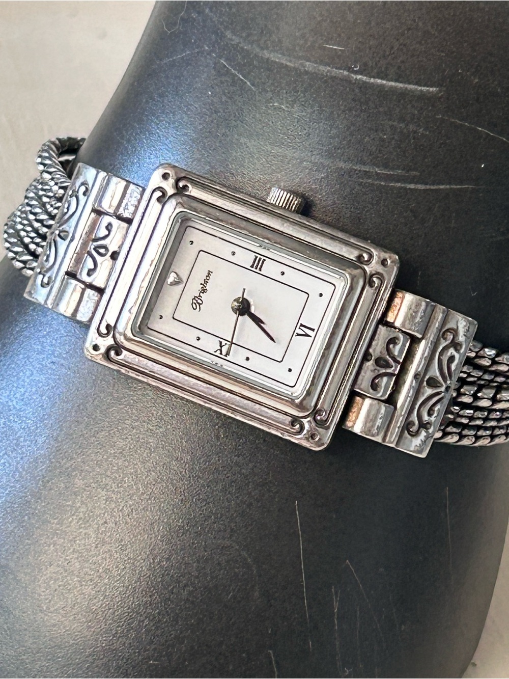 Brighton Tivoli silver-tone bracelet watch with a rectangular face